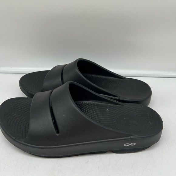 OOFOS OOAAH Unisex Womens 10 Mens 8 Black Slide Sandals Comfort Recovery Used - Picture 8 of 8